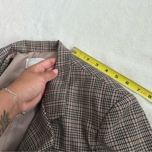 STYLENANDA Korea Single Breasted Padded Shoulder Plaid Check Blazer Size S - Picture 6 of 12